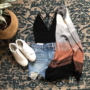 Black strappy bodysuit